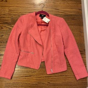 H&M Pink Tweed Blazer w Zippers